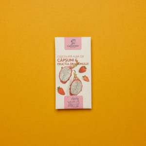 Ciocolată Artizanală Albă cu Căpșuni și Fructul Dragonului